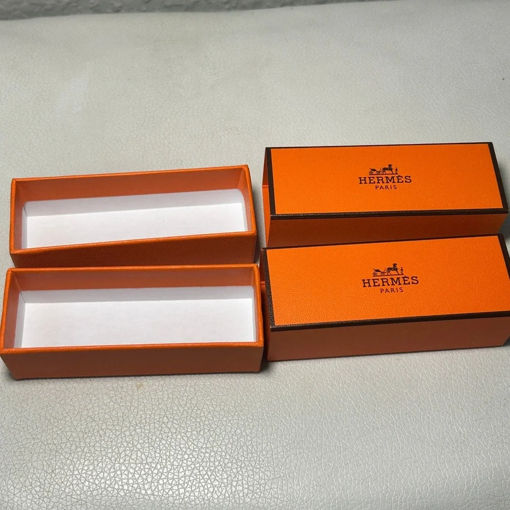 Hermes Paris Orange Box Set of 2 Small Gift Presentation Jewelry‎ Packaging